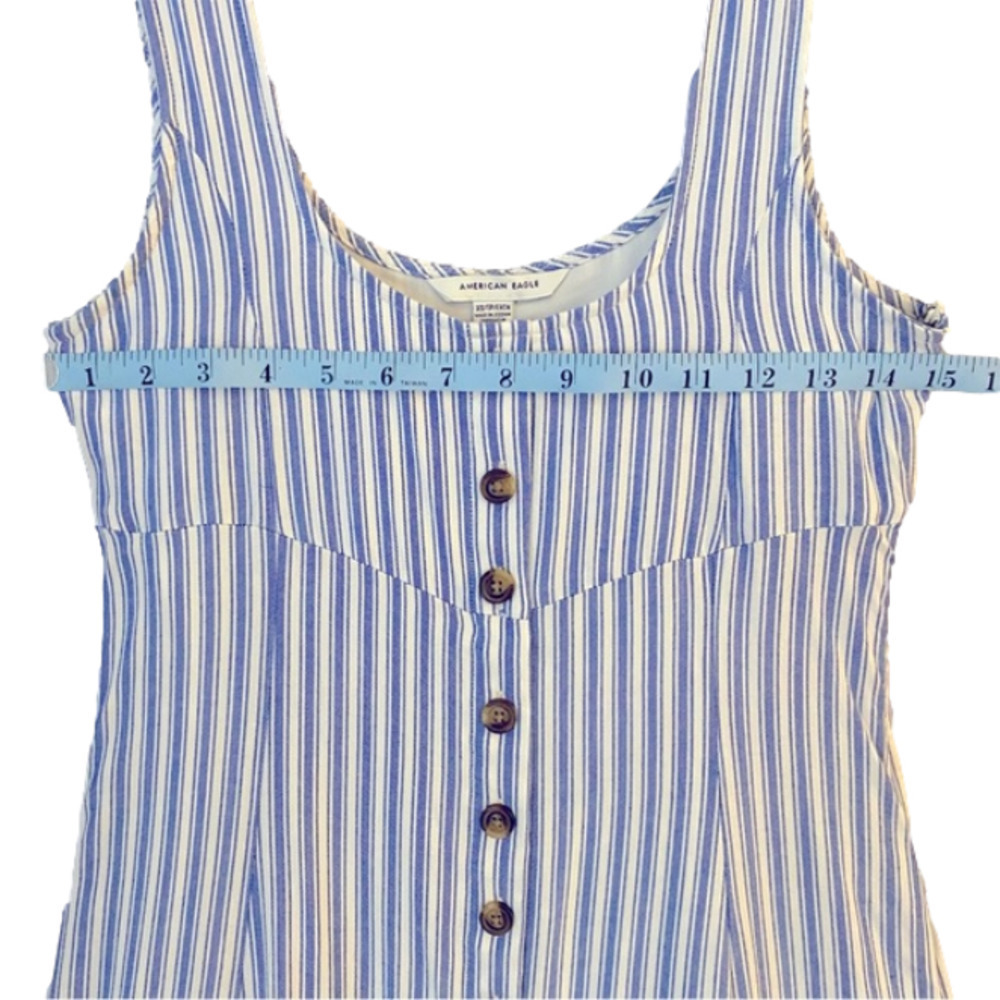 AMERICAN EAGLE Tank Dress Tie Back Sleeveless Stripe Blue/White Women Size XS - Picture 11 of 13